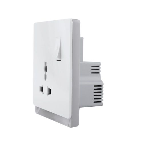 16A 250V~ 1 Gang Universal Switched Socket Electrical Outlet (PC Panel, 4 Colors)