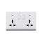 2 Gang Universal Switched Socket Electrical Outlet with Neon 16A 250V~(PC Panel, 4 Colors)