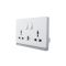 16A 250V~ 2 Gang Universal Switched Socket Electrical Outlet + Type A&C 2.1A USB (PC Panel, 4 Colors)