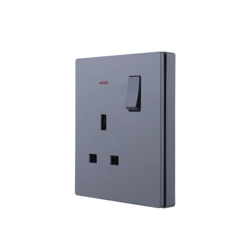 13A 250V 1 Gang Switched Socket with Neon, Single Pole