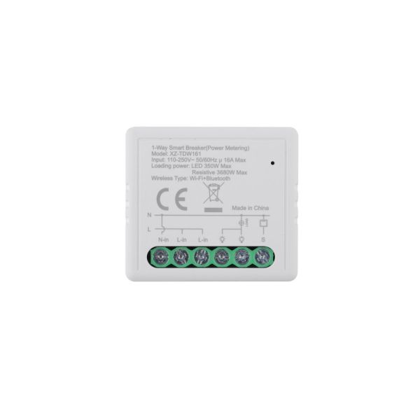 16A 1 Gang Wi-Fi Smart Relay Switch Wireless Controller for Lighting Power Metering-Tuya APP