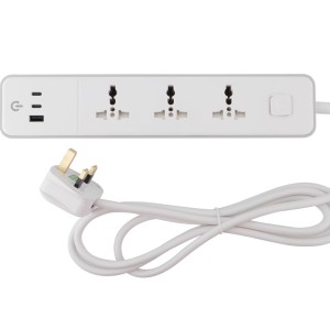British Standard 3 Way Universal Extension Socket with USB(1 Type-A+2 Type-C) UK Standard Power Strip Trailing socket