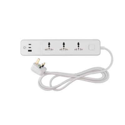 British Standard 3 Way Universal Extension Socket with USB(1 Type-A+2 Type-C) UK Standard Power Strip Trailing socket