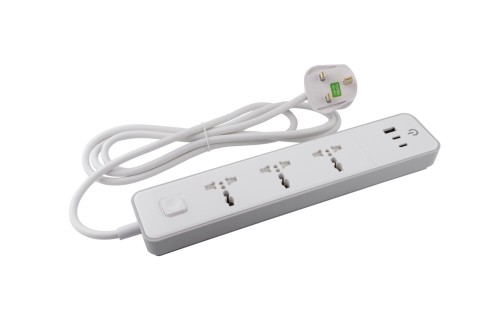 British Standard 3 Way Universal Extension Socket with USB(1 Type-A+2 Type-C) UK Standard Power Strip