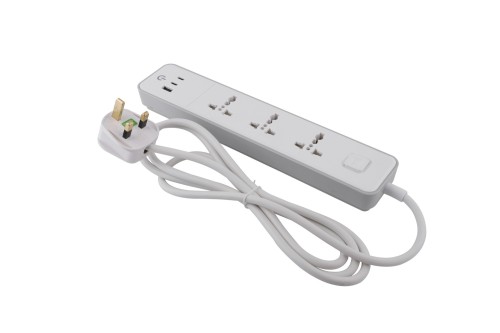 British Standard 3 Way Universal Extension Socket with USB(1 Type-A+2 Type-C) UK Standard Power Strip