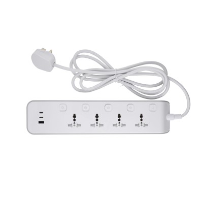 British Standard 4 Way Sub-control Universal Extension Socket USB Port (1 Type-A+2 Type-C) UK Standard Power Strip with Fast Charging Trailing Socket