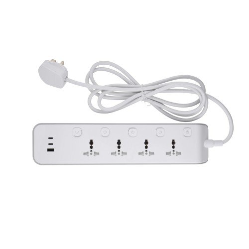 British Standard 4 Way Sub-control Universal Extension Socket USB Port (1 Type-A+2 Type-C) UK Standard Power Strip with Fast Charging Trailing Socket