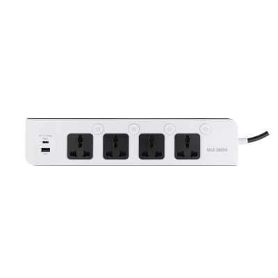 British Standard 4 Way Universal extension socket with USB(1 Type-A+1 Type-C) UK Standard Power Strip Trailing Socket