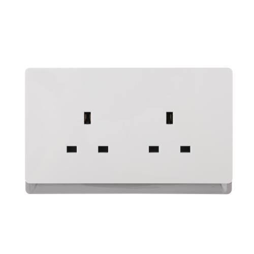 13A 250V~ 2 Gang Single Pole/Double Pole Socket SP/DP (PC Panel, 4 Colors)