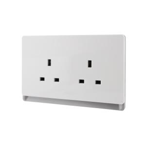 13A 250V~ 2 Gang Single Pole/Double Pole Socket SP/DP (PC Panel, 4 Colors)