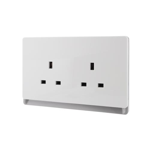 13A 250V~ 2 Gang Single Pole/Double Pole Socket SP/DP (PC Panel, 4 Colors)