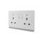 13A 250V~ 2 Gang Double Pole Switched Socket with Neon (PC Panel, 4 Colors)