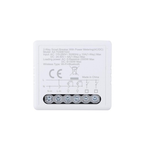 10A 2 Gang Wi-Fi Smart Relay Switch Wireless Controller Smart Breaker for Lighting AC/DC Power Metering