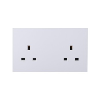 Ultra-thin Baby-skin Feeling UK/British Standard 2 Gang Unswitched Socket 13A 250V~ 50Hz (PC Panel, 4 Colors)