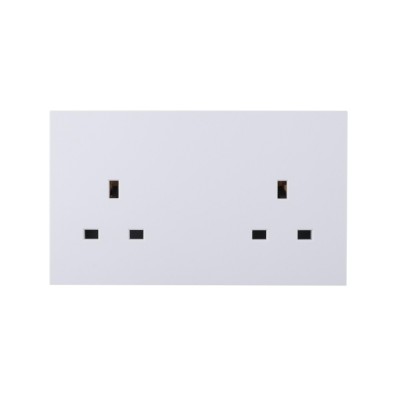 Ultra-thin Baby-skin Feeling UK/British Standard 2 Gang Unswitched Socket 13A 250V~ 50Hz (PC Panel, 4 Colors)