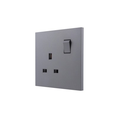 Ultra-thin Baby-skin Feeling UK/British Standard 1 Gang Single Pole Switched Socket 13A 250V~ 50Hz SP(PC Panel, 4 Colors)