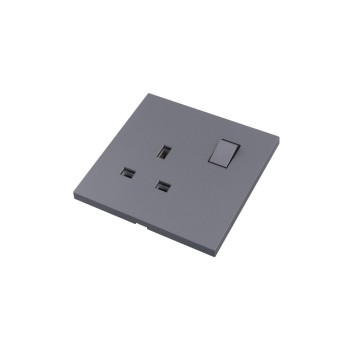 Ultra-thin Baby-skin Feeling UK/British Standard 1 Gang Single Pole Switched Socket 13A 250V~ 50Hz SP(PC Panel, 4 Colors)