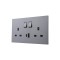 Ultra-thin Baby-skin Feeling UK/British Standard 2 Gang Single Pole Switched Socket + Type A&C 2.1A USB, SP 13A 250V~ 50Hz (PC Panel, 4 Colors)