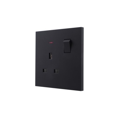 Ultra-thin Baby-skin Feeling UK/British Standard 1 Gang Single Pole Switched Socket with Neon 13A 250V~ 50Hz SP(PC Panel, 4 Colors)