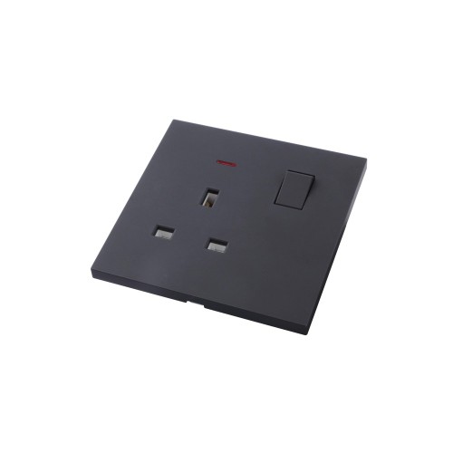 Ultra-thin Baby-skin Feeling UK/British Standard 1 Gang Single Pole Switched Socket with Neon 13A 250V~ 50Hz SP(PC Panel, 4 Colors)