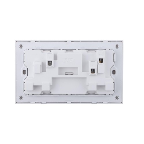 Ultra-thin Baby-skin Feeling UK/British Standard 2 Gang Single Pole Switched Socket with Neon 13A 250V~ 50Hz SP(PC Panel, 4 Colors)