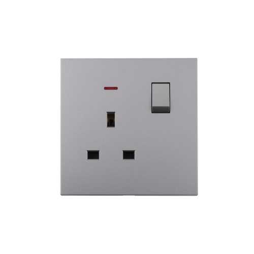 Ultra-thin Baby-skin Feeling UK/British Standard 1 Gang Double Pole Switched Socket with Neon 13A 250V~ 50Hz DP(PC Panel, 4 Colors)