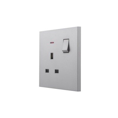 Ultra-thin Baby-skin Feeling UK/British Standard 1 Gang Double Pole Switched Socket with Neon 13A 250V~ 50Hz DP(PC Panel, 4 Colors)