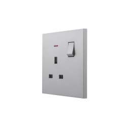 Ultra-thin Baby-skin Feeling UK/British Standard 1 Gang Double Pole Switched Socket with Neon 13A 250V~ 50Hz DP(PC Panel, 4 Colors)