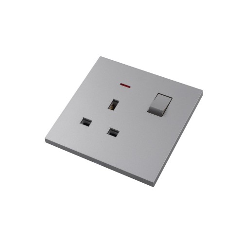 Ultra-thin Baby-skin Feeling UK/British Standard 1 Gang Double Pole Switched Socket with Neon 13A 250V~ 50Hz DP(PC Panel, 4 Colors)