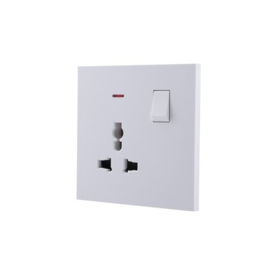 Ultra-thin Baby-skin Feeling 1 Gang Universal Outlets Switched Socket with Neon 16A 250V~ 50Hz(PC Panel, 4 Colors)