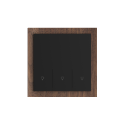 3 Gang 250V 10A Smart ZigBee Wall Switch (L-N Version) Black Walnut Wood Frame High Luxury Style Home Decoration