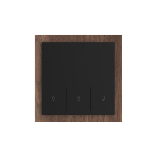 3 Gang 250V 10A Smart ZigBee Wall Switch (L-N Version) Black Walnut Wood Frame High Luxury Style Home Decoration