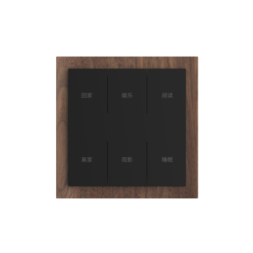 Zigbee Intelligent Scenario Switch 6 Gang Smart Wall Scene Switch (L&N) Black Walnut Wood material frame