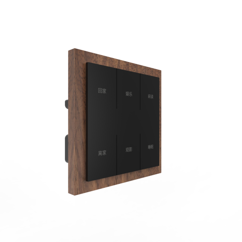 Zigbee Intelligent Scenario Switch 6 Gang Smart Wall Scene Switch (L&N) Black Walnut Wood material frame