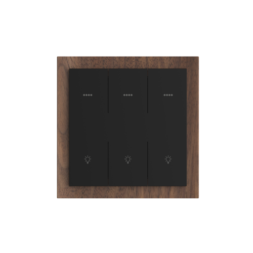 250V 10A Zigbee Smart 3 Gang Wall Switch + 3 Gang Scene Switch L-N (Black Walnut Wood Material Frame)