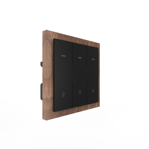 250V 10A Zigbee Smart 3 Gang Wall Switch + 3 Gang Scene Switch L-N (Black Walnut Wood Material Frame)