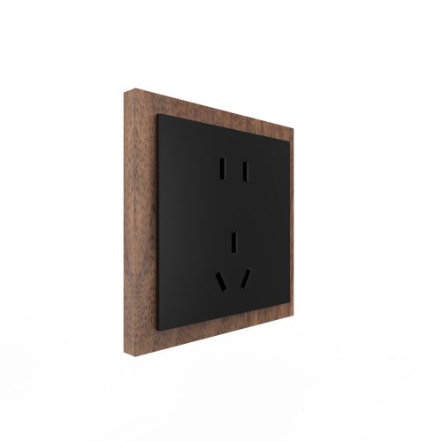 86 Type 10A 250V Five-hole Electrical Wall Socket Outlets Black Walnut Wood Frame