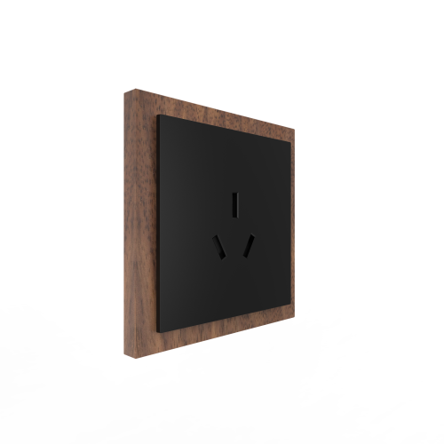 86 Type 10A 250V Three-hole Electrical Wall Socket Outlets Black Walnut Wood Frame