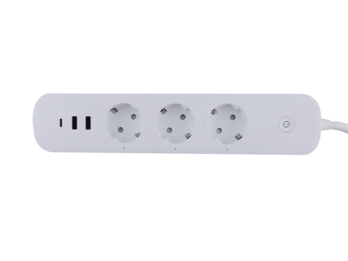 Korean Market KC/EU Standard 3 AC Outlets+ UBS 2A+1C Smart Power Strip Extension Socket with Fast Charging 35W