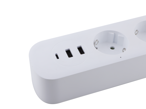 Korean Market KC/EU Standard 3 AC Outlets+ UBS 2A+1C Smart Power Strip Extension Socket with Fast Charging 35W