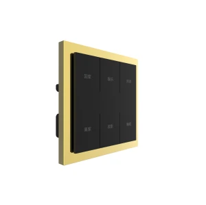 Zigbee Intelligent Scenario Switch 6 Gang Smart Wall Scene Switch (L&N) Stainless Steel Frame Gold Plated