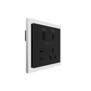 86 Type 10A 250V Five-hole Electrical Wall Socket with USB A+C Ports Outlets 45W Fast Charing Stainless Steel Silver Plated Frame