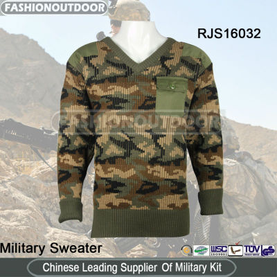 Wool/Acrylic Woodland V-Neck Military Sweater/Pullover For US Army