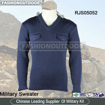Wool/Acrylic Blue Military Sweater/Pullover