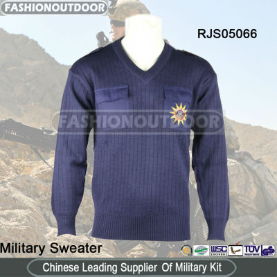 Wool Blue Military Sweater/Pullover