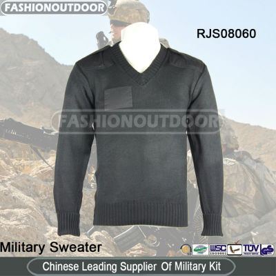 Poly/Acrylic Black Military Sweater/Pullover
