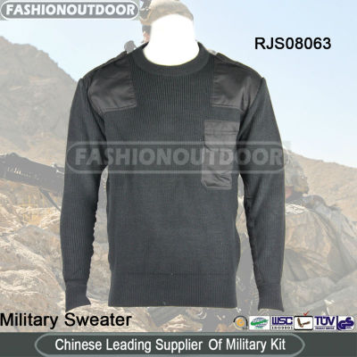 Acrylic Black Military Sweater/Pullover