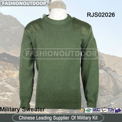 Wool/Nylon Olive Crew Neck Sweaters Military Pullovers