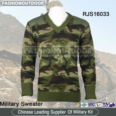 Wool Woodland Camouflage Army Sweater/Pullover