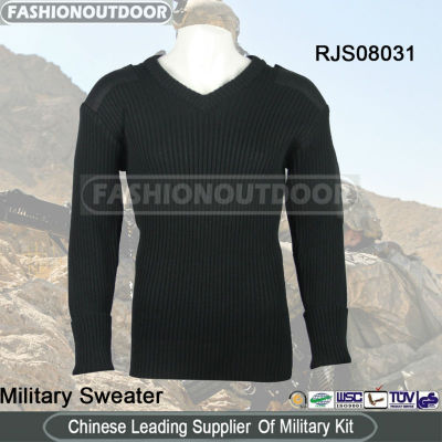 Wool/Acrylic Black Combat Sweater/Pullover